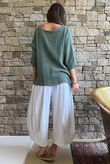 Andi Basket Linen Blend Top Khaki